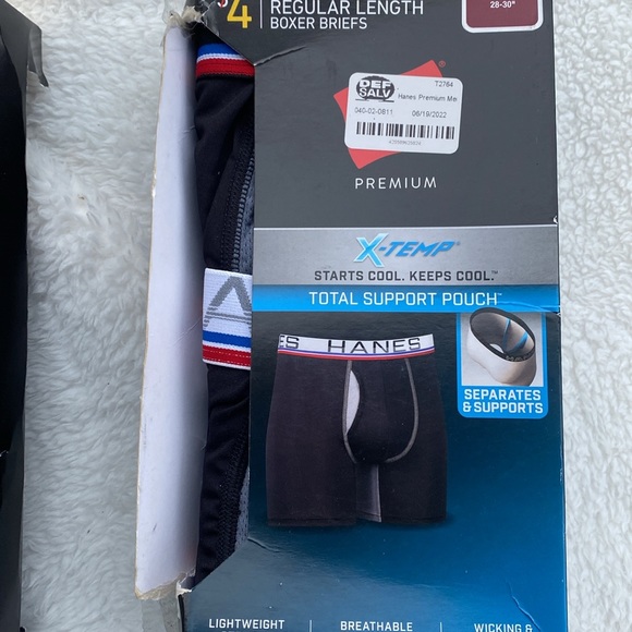 2 Packs Men’s Hanes Premium Box Briefs Size S 28-30” - Picture 2 of 5